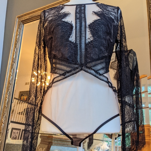 Lace body suit Black Nude L - Picture 2 of 16